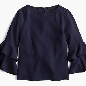 J. Crew Women’s Size 0 Tiered bell-sleeve top in drapey crepe / Style H2197